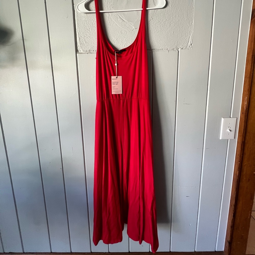 Super cute red fit and flare Quince dress